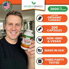 Nature's Branch 95% curcuminoids label emphasizes potency.