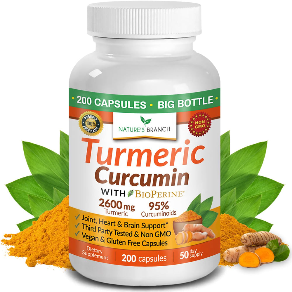 Nature's Branch Turmeric Curcumin bottle for daily joint support.