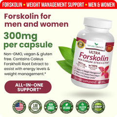 Nature's Branch Ultra Pure Forskolin label closeup emphasizes potency and quality