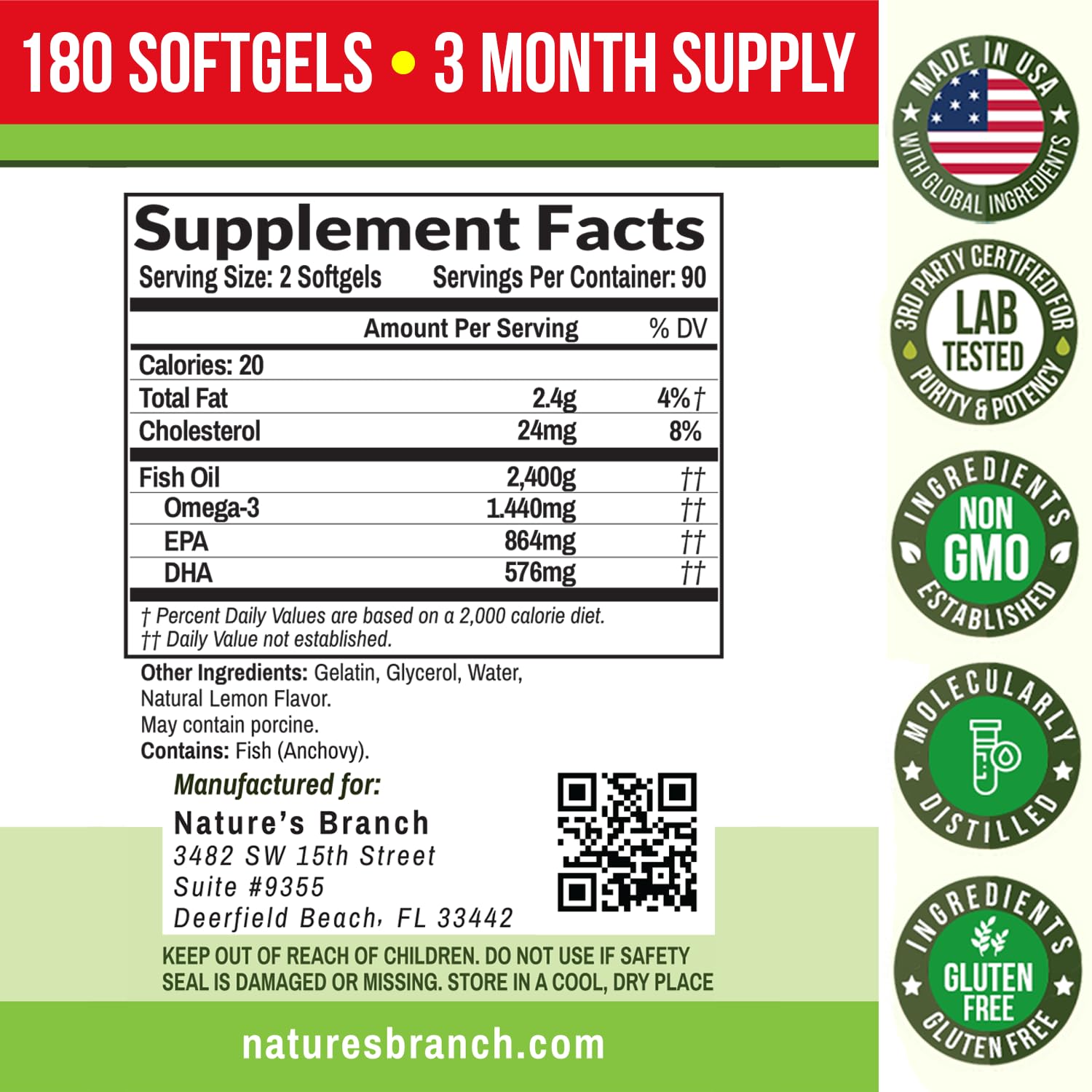 Nature's Branch USA packaging signals trusted manufacturing standards.
