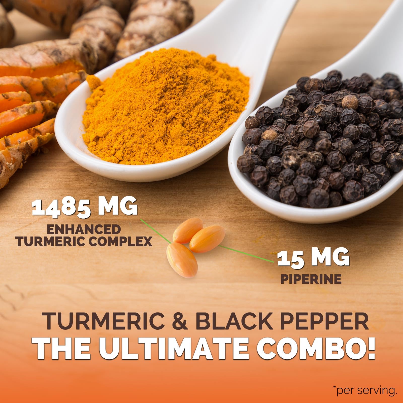 Nature's Choice 95% curcuminoids close-up highlights potency.