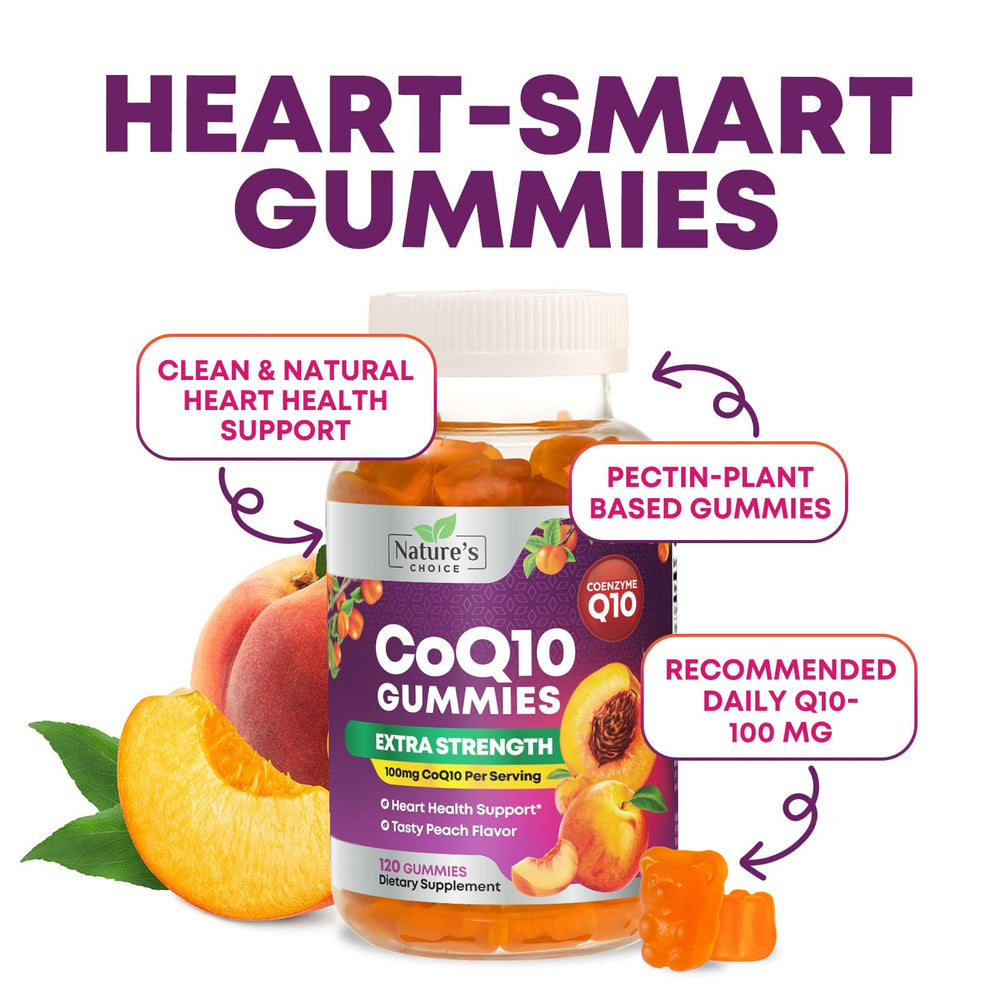 Person reaching for Nature's Choice CoQ10 gummies during daily routine.
