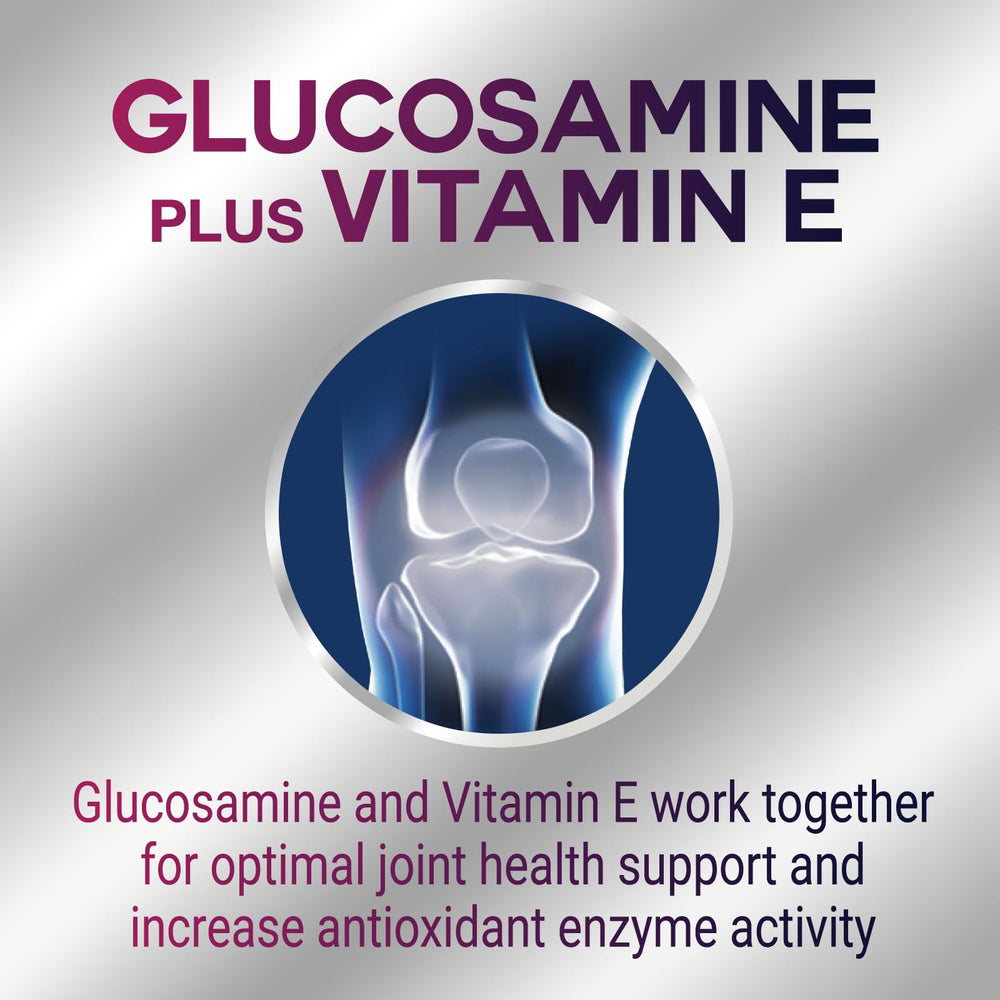Nature's Choice Glucosamine Gummies Vitamin E closeup emphasizes key ingredients for joint health.