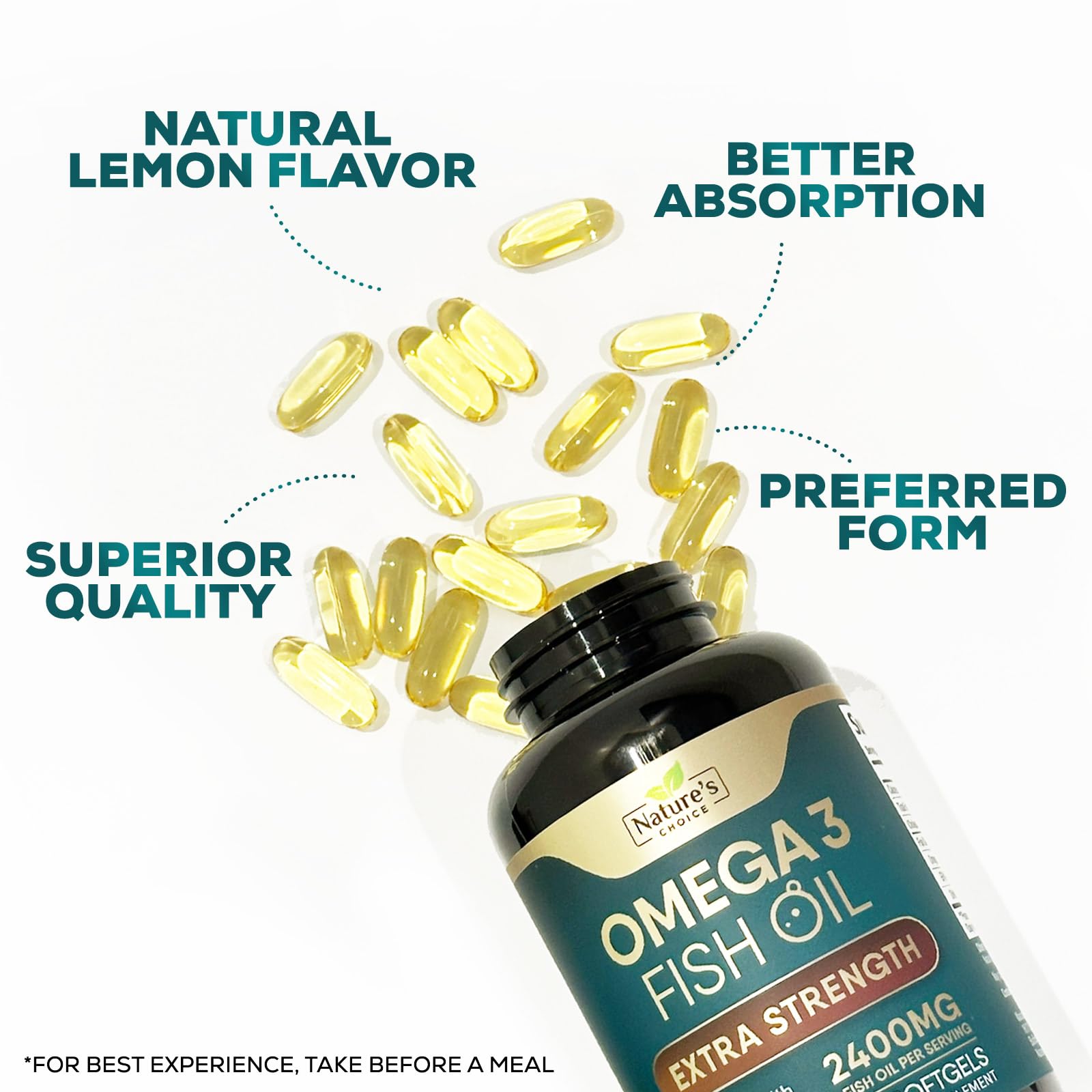 Gluten-free and non-GMO Nature's Choice omega3 softgels for dietary needs