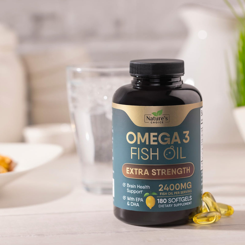 Clear label on Nature's Choice omega3 bottle for easy daily intake