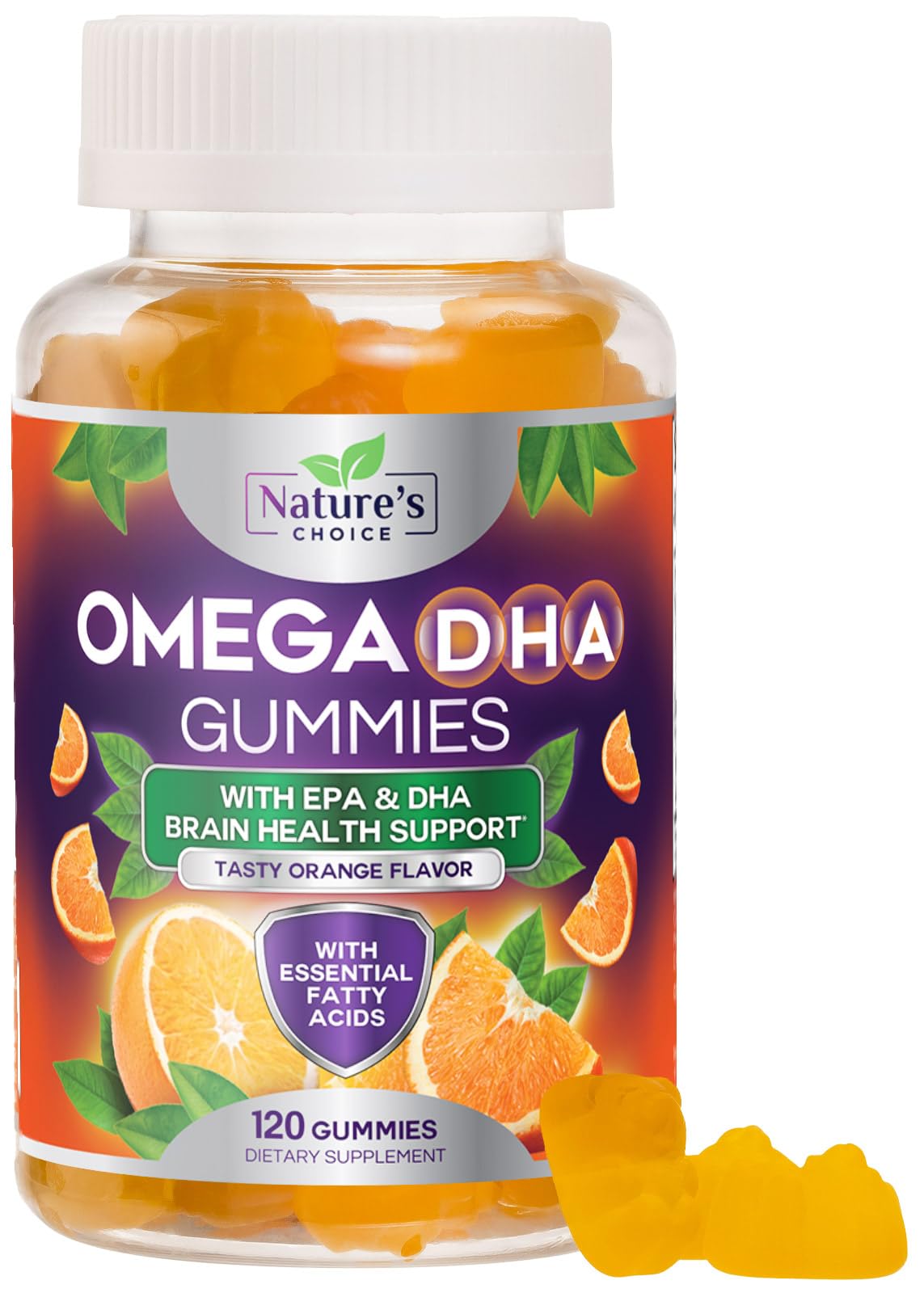 Nature's Choice Omega 3 Gummies bottle on the shelf for everyday wellness.
