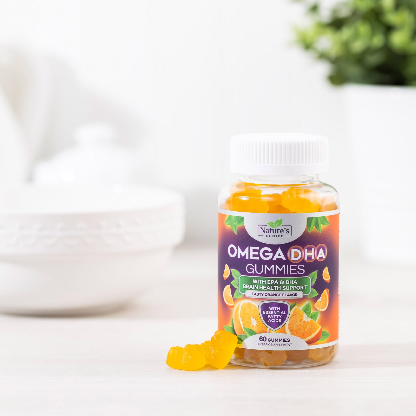 Nature's Choice Omega3 Gummies being taken as a quick, on-the-go chew