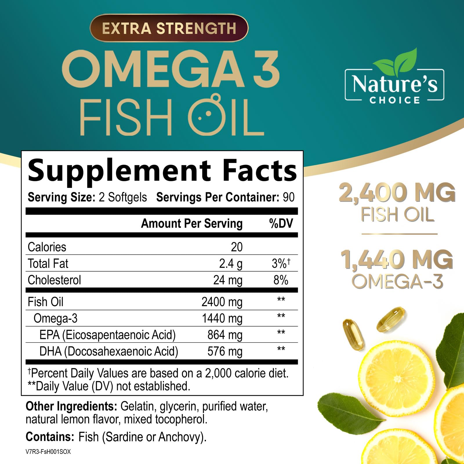Purified Nature's Choice omega3 softgels, burp-free daily use