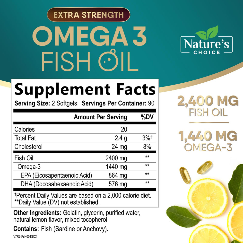 Purified Nature's Choice omega3 softgels, burp-free daily use