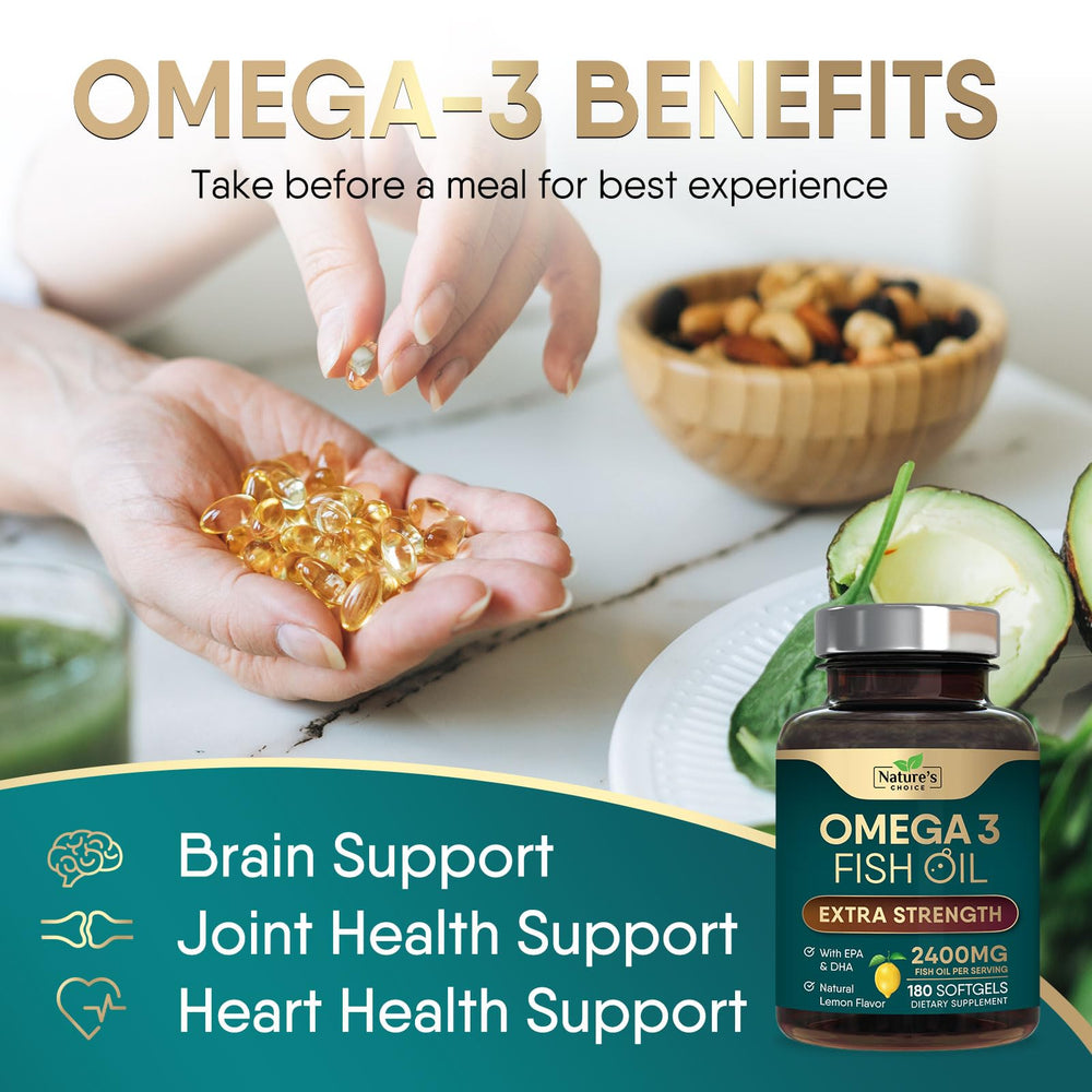 USA-made Nature's Choice omega3 softgels for premium quality