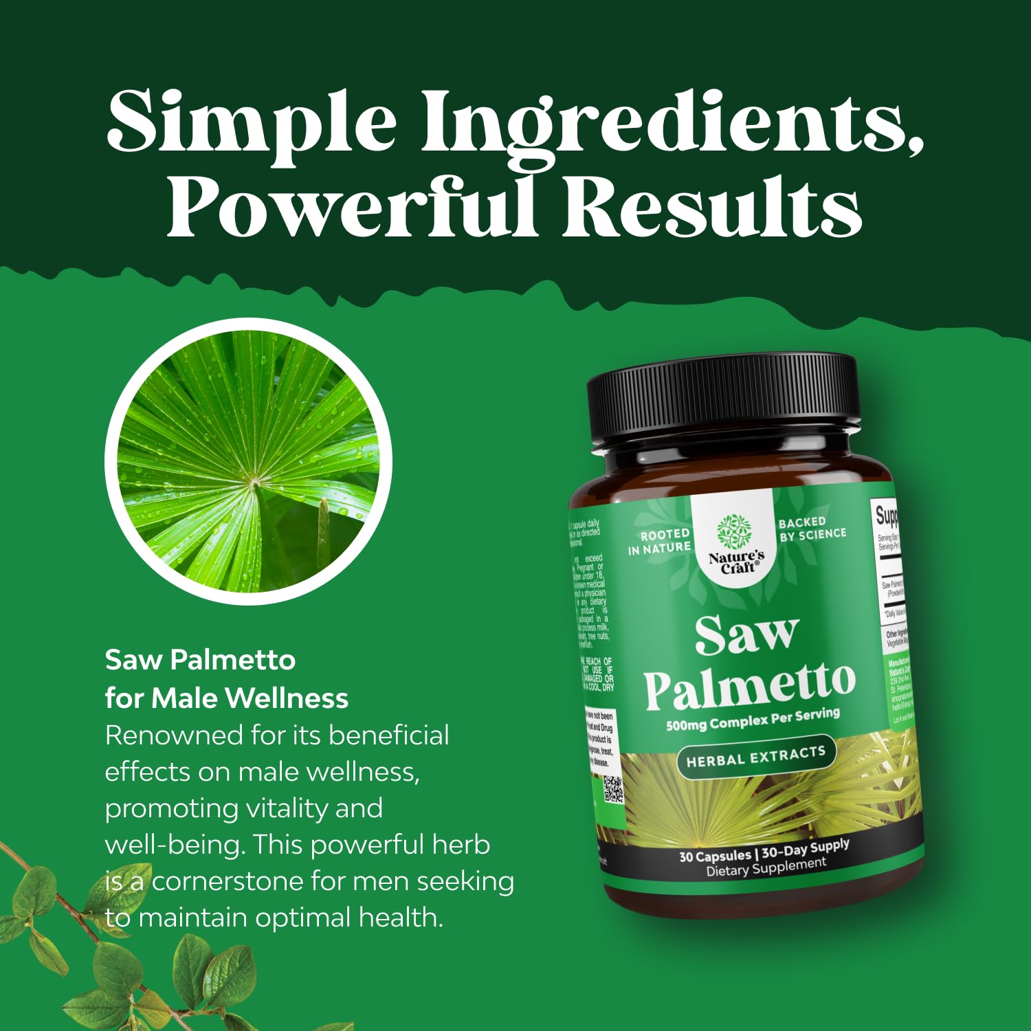 Nature's Craft 30-capsule bottle communicates value and consistent daily use.