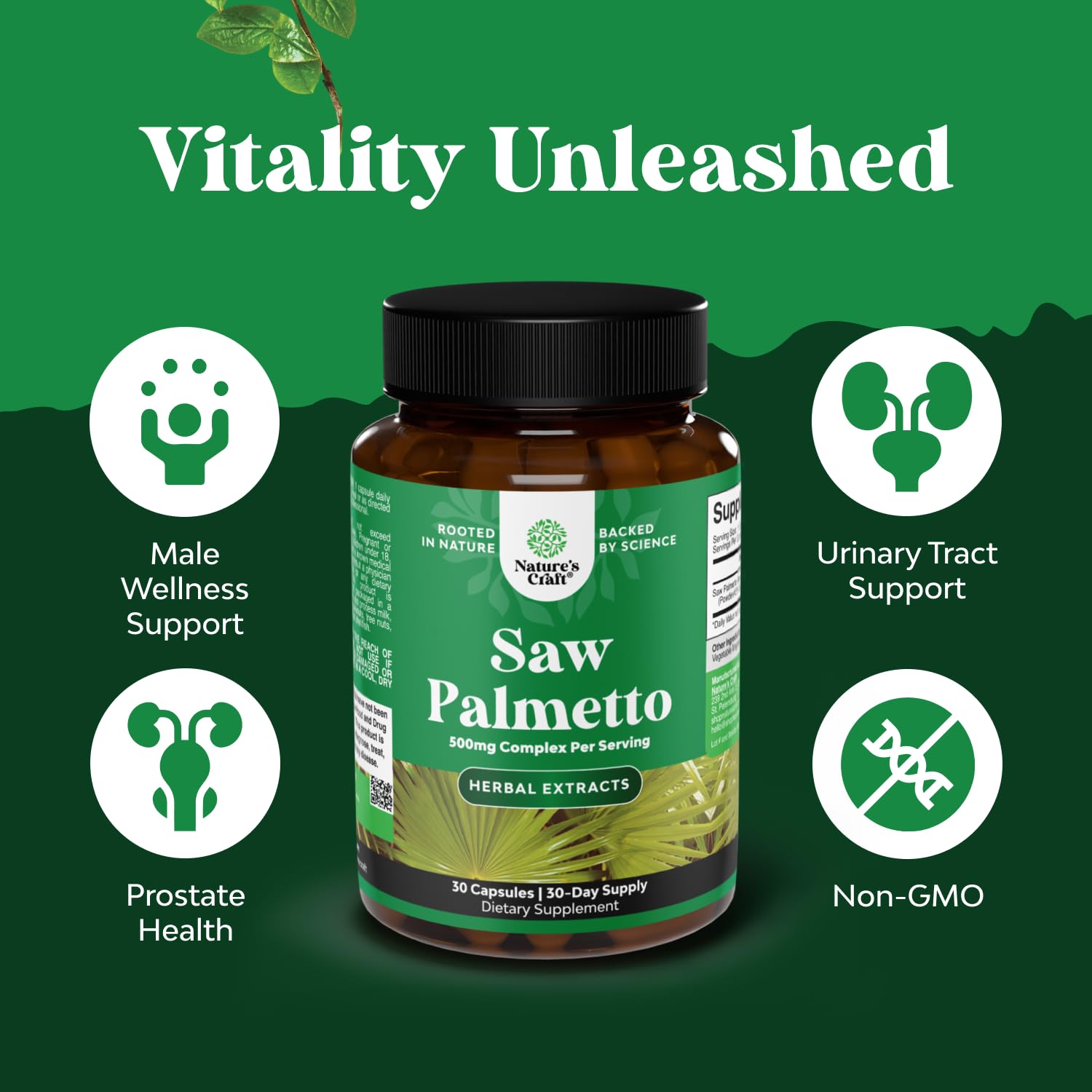 Nature's Craft 500mg per serving notation highlights potent herbal formula.