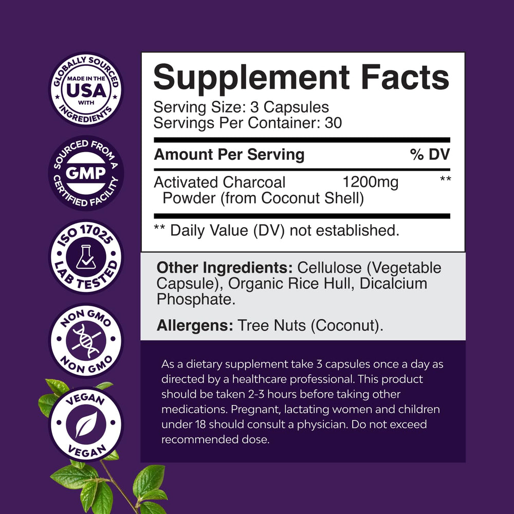 Natures Craft capsules closeup highlights 1200 mg per serving for potential digestive support.