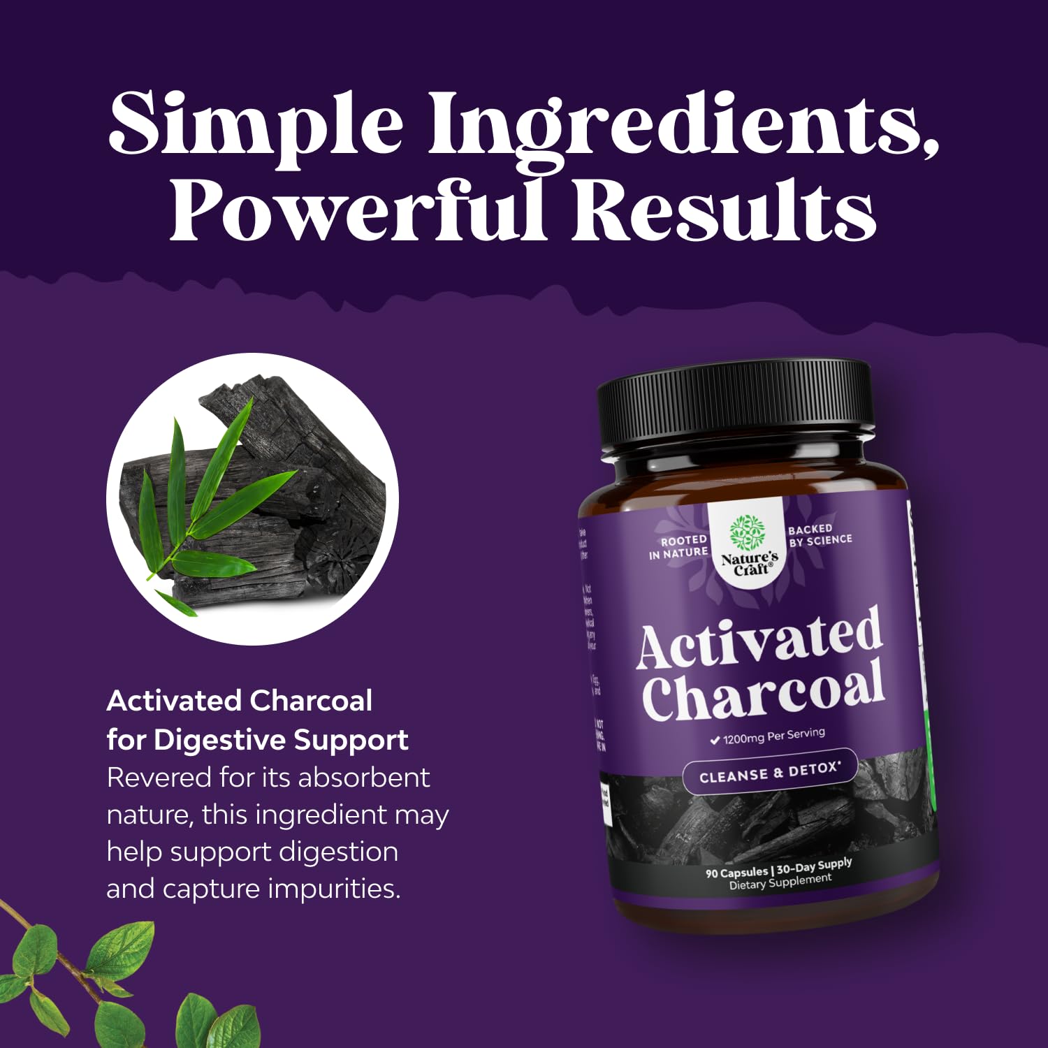 Natures Craft on-counter bottle image suggests daily detox use with convenient capsules.