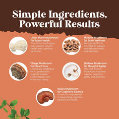 Nature's Craft Advanced Mushroom Complex ingredients card showing ten-mushroom blend