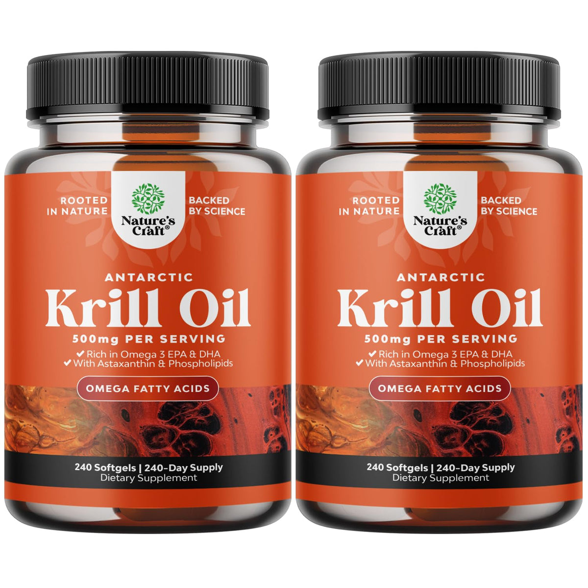 Natures Craft Antarctic Krill Oil softgels in bottle on shelf for convenient omega-3 source