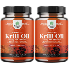 Natures Craft Antarctic Krill Oil softgels in bottle on shelf for convenient omega-3 source