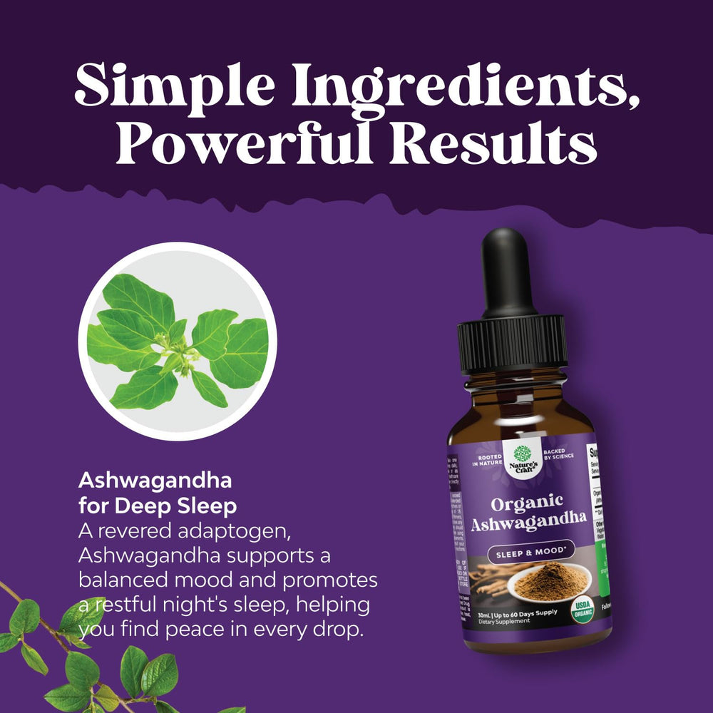 Natures Craft Ashwagandha Drops on table with glass for daily ritual.