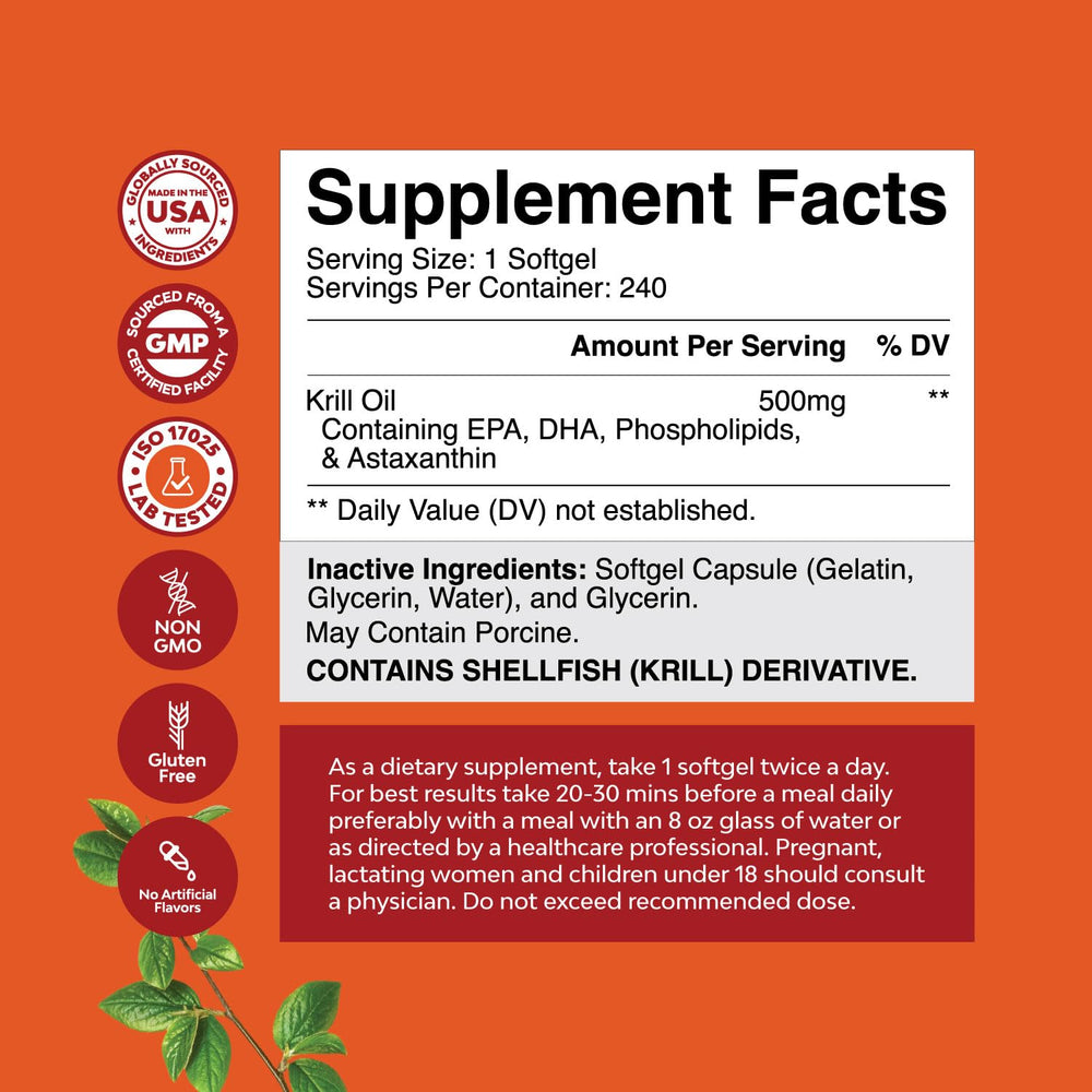Natures Craft krill oil with astaxanthin as natural antioxidant support