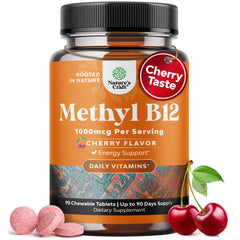 Natures Craft B12 masticable en botella con sabor cereza para energía diaria