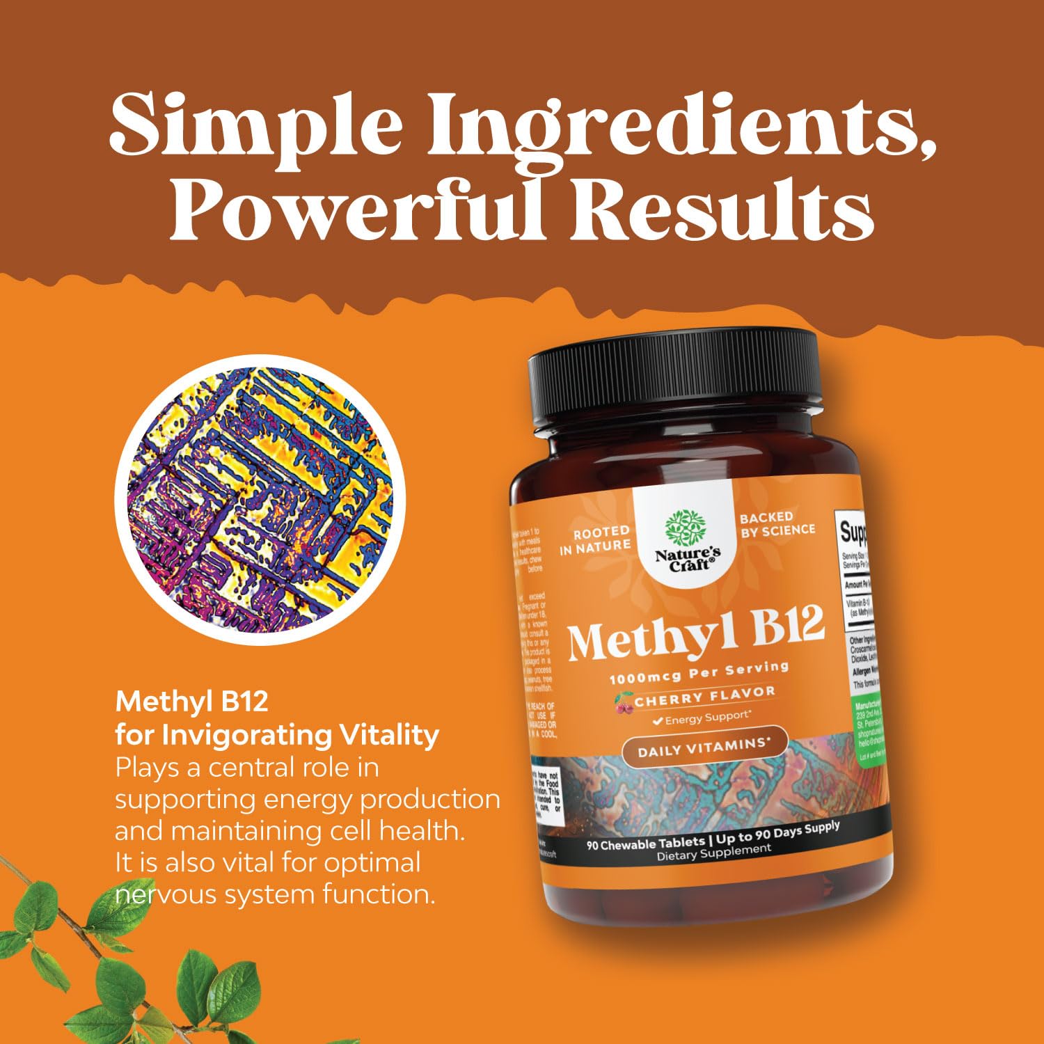 Fórmula Natures Craft metilcobalamina para piel y huesos