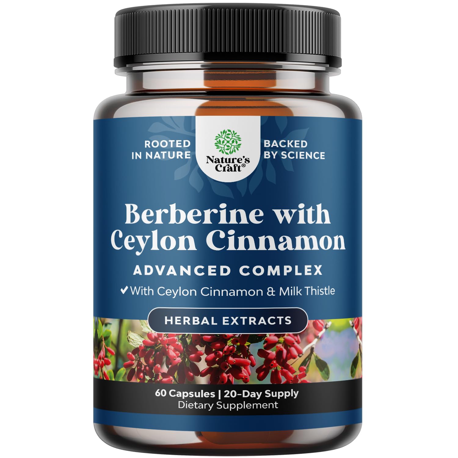 Natures Craft Balancing Berberine bottle pour for easy daily use and routine support.
