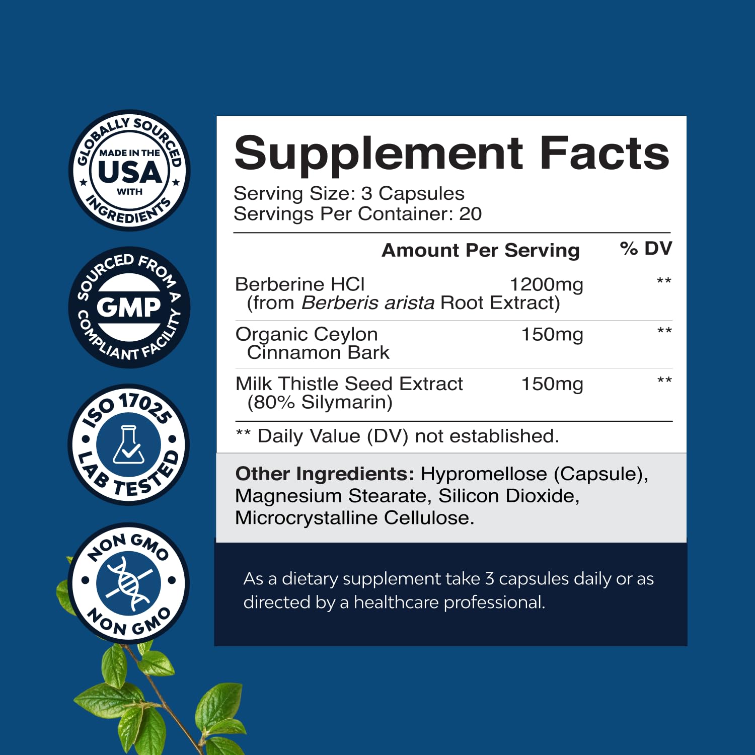 Natures Craft Balancing Berberine capsules inside bottle for convenient daily supplementation.