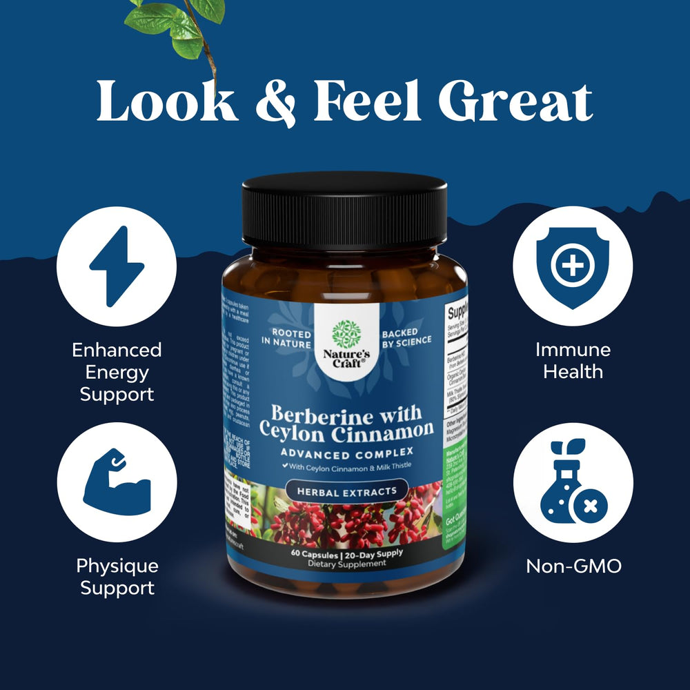 Natures Craft Balancing Berberine packaging box showcases complete product information for informed choices.