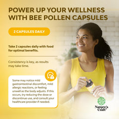 Natures Craft Bee Pollen label highlighting vegetarian and gluten-free features