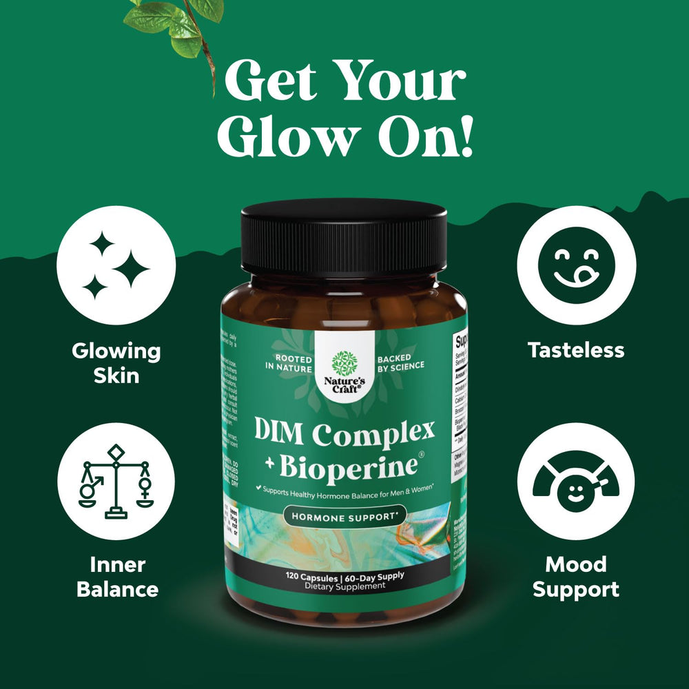 Natures Craft Bioperine-enhanced formula emphasizes improved absorption for DIM.