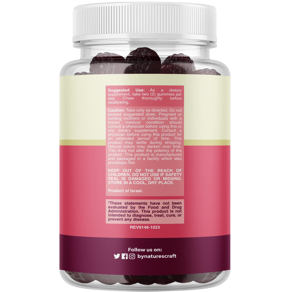 Natures Craft biotin collagen gummies closeup highlights extra strength formula for hair and nails.