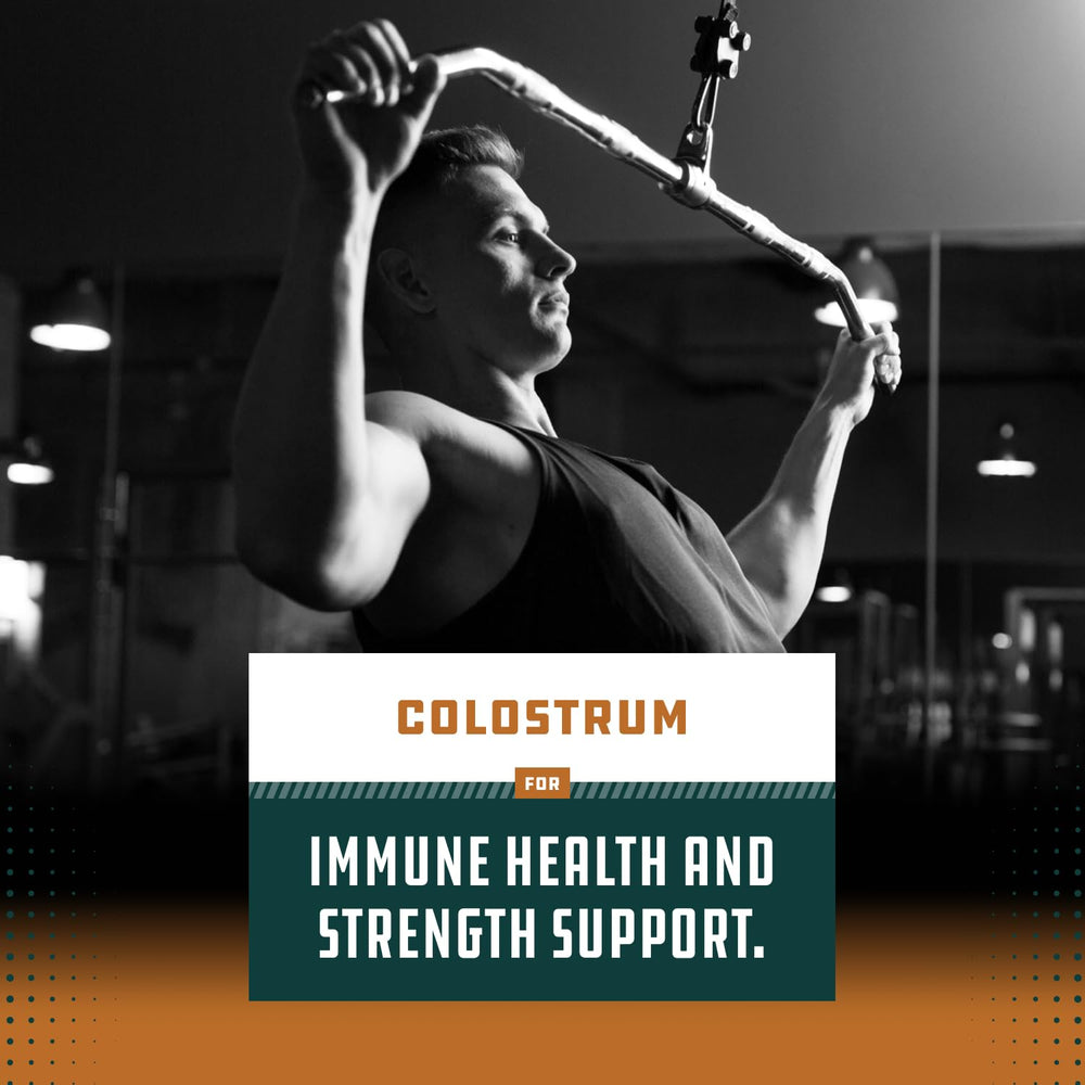 Natures Craft Bovine Colostrum capsules aiding joint comfort and recovery.