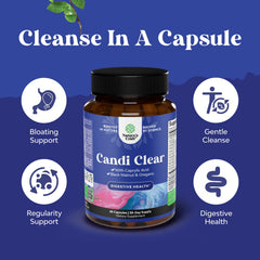 Natures Craft Candi-Clear full-ingredient panel emphasizing probiotics and prebiotics.