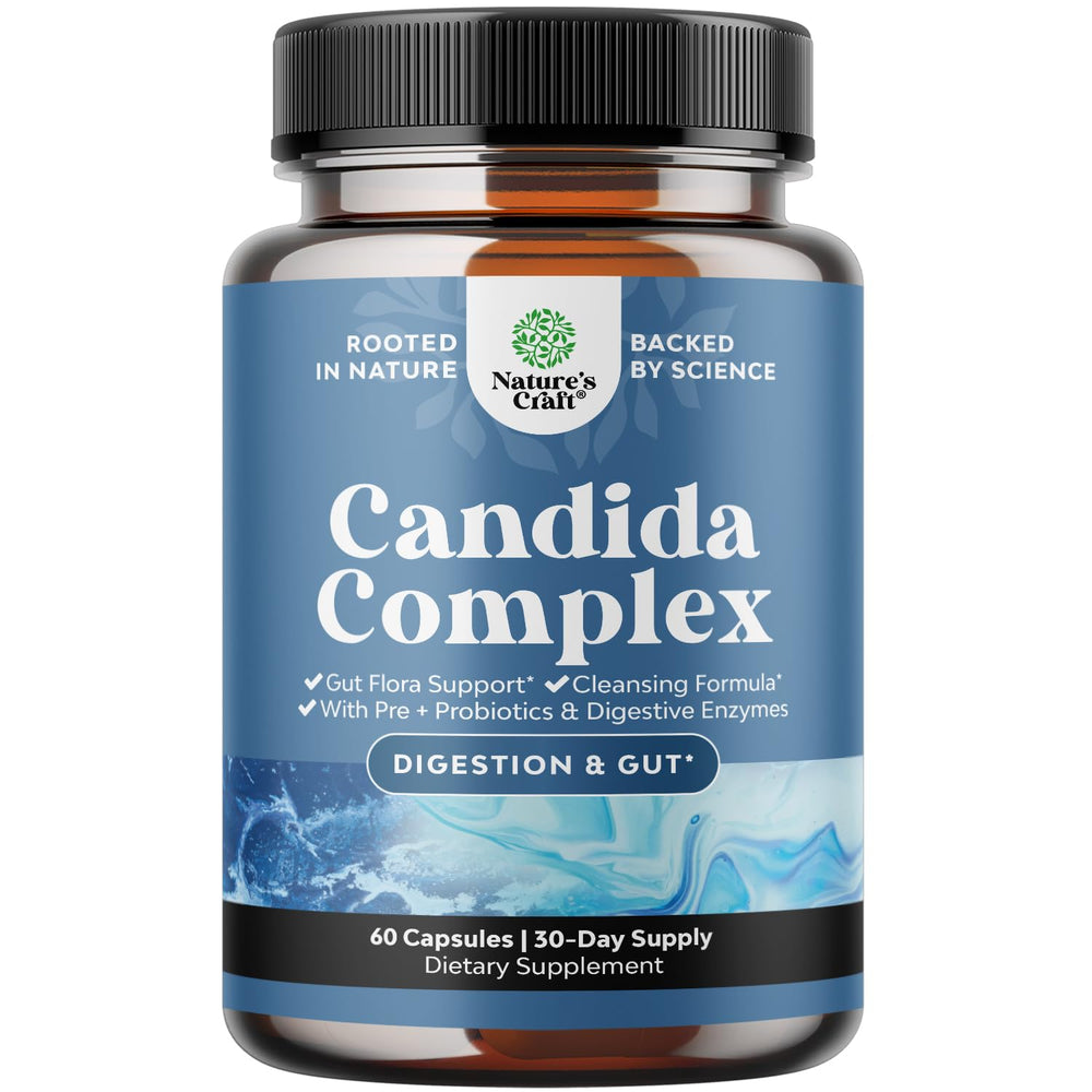 Natures Craft Candida Cleanse bottle front for holistic gut support and detox potential.
