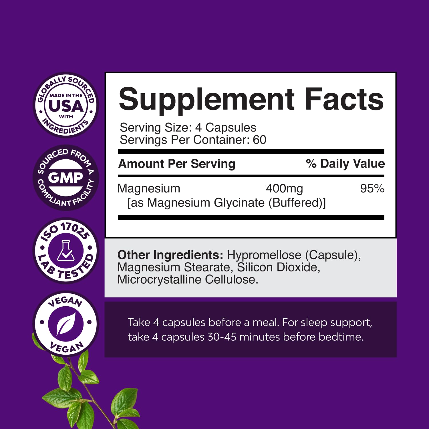 Natures Craft chelated magnesium capsules close-up for high absorption.