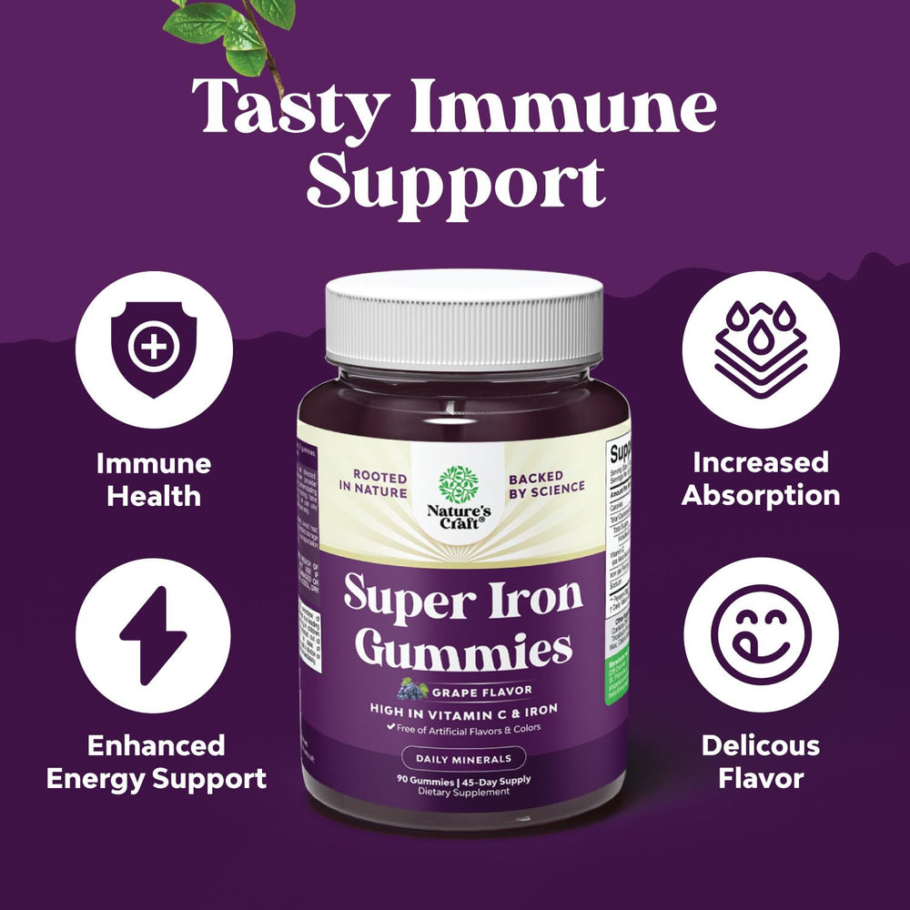 Natures Craft iron gummies chewable with a tasty fruity texture