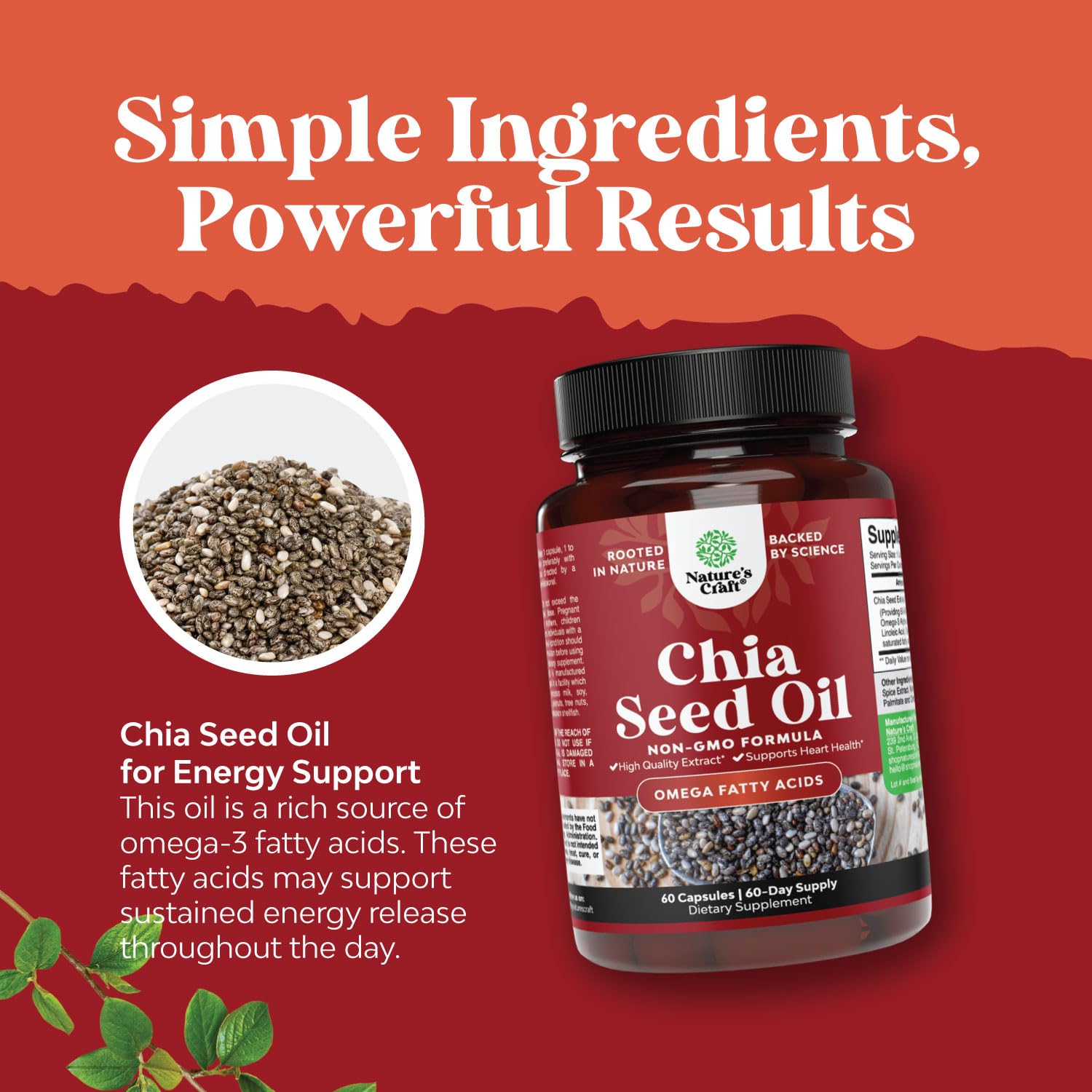 Natures Craft chia seed oil is omega-3 rich for heart-healthy routines