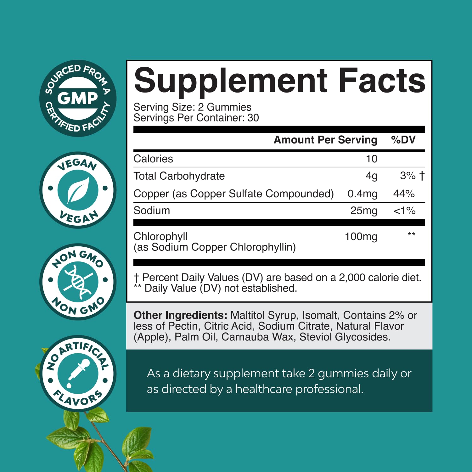 Natures Craft Chlorophyll Gummies close-up highlighting internal deodorizing benefits
