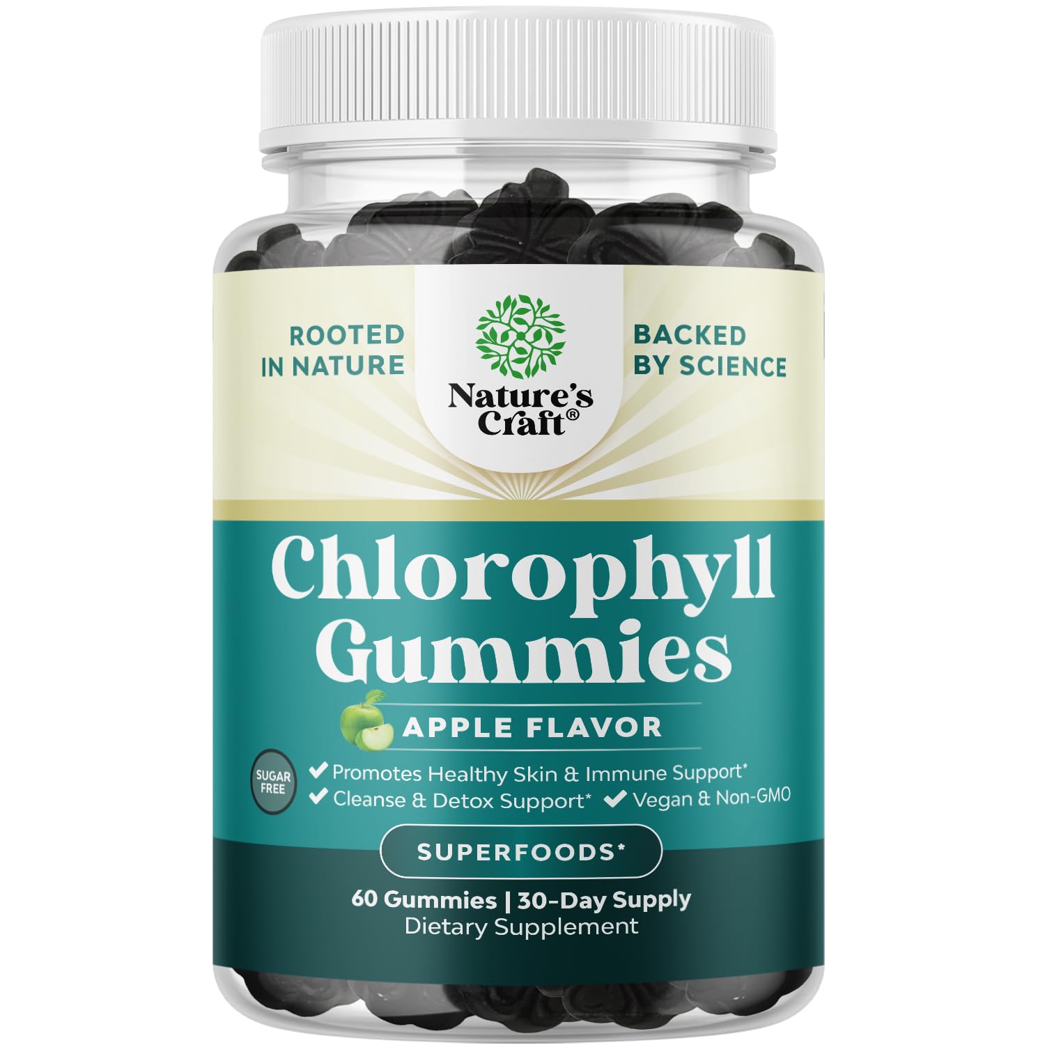 Natures Craft Chlorophyll Gummies bottle for daily detox support