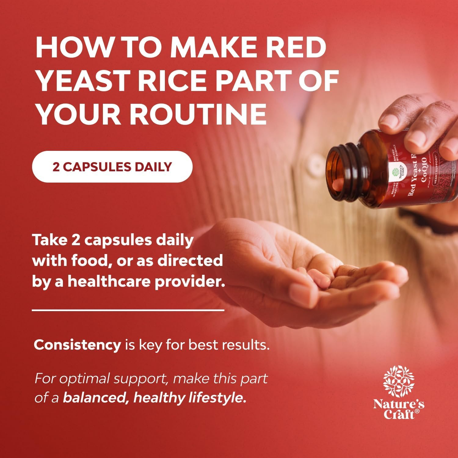 Nature's Craft cholesterol support graphic showing balanced levels