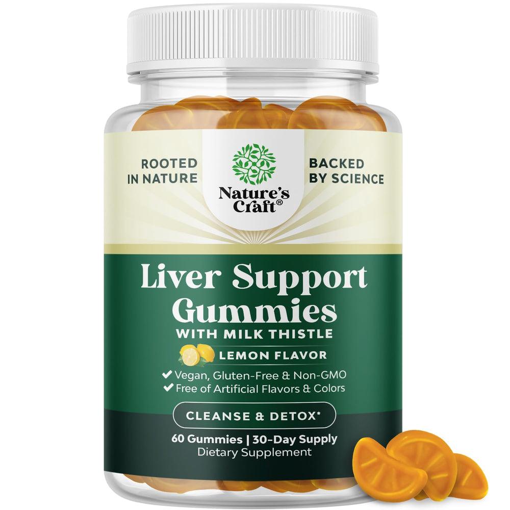 Natures Craft Cleansing Liver Detox Gummies bottle with lemon flavor for daily liver support