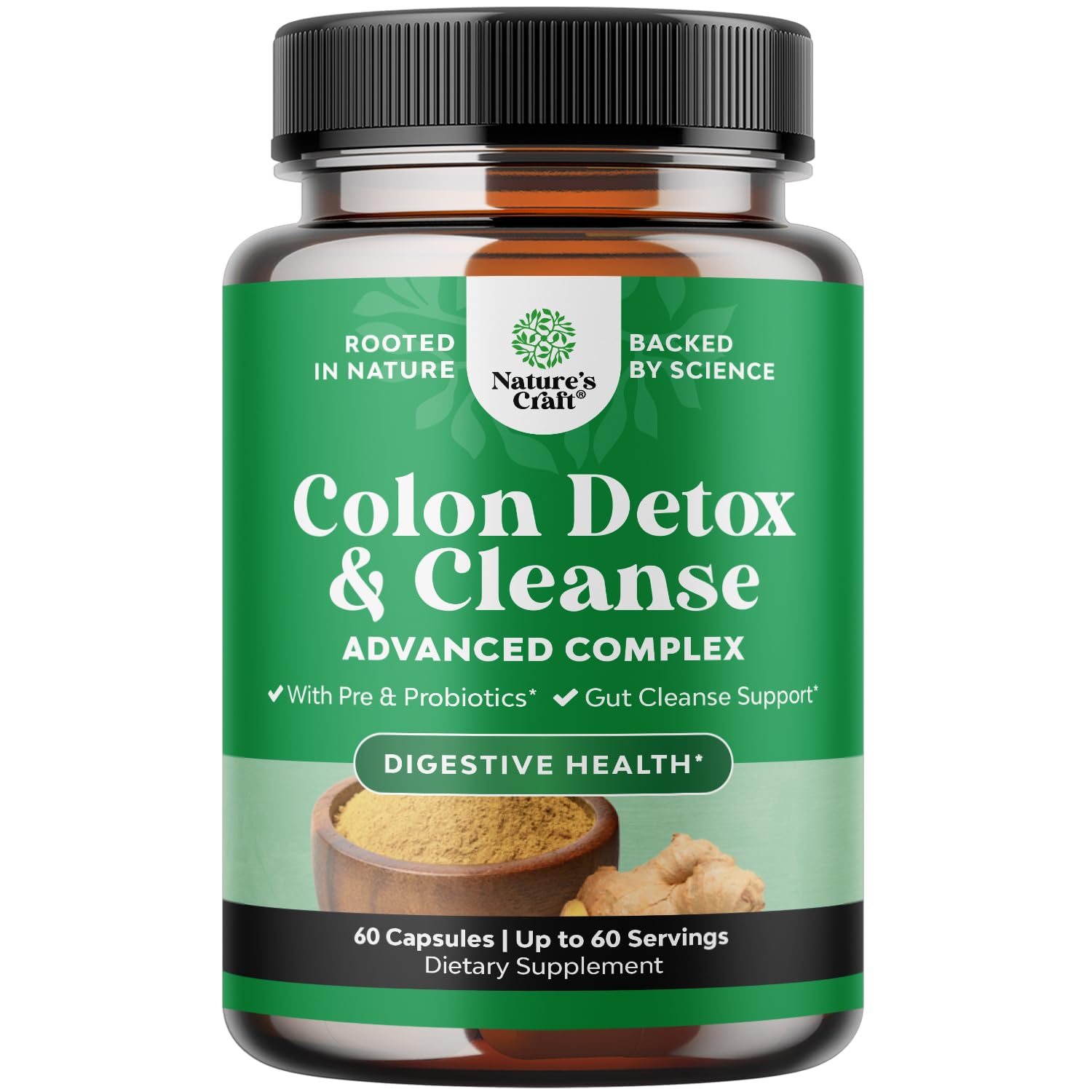 Natures Craft Colon Cleanse en botella para apoyo digestivo.