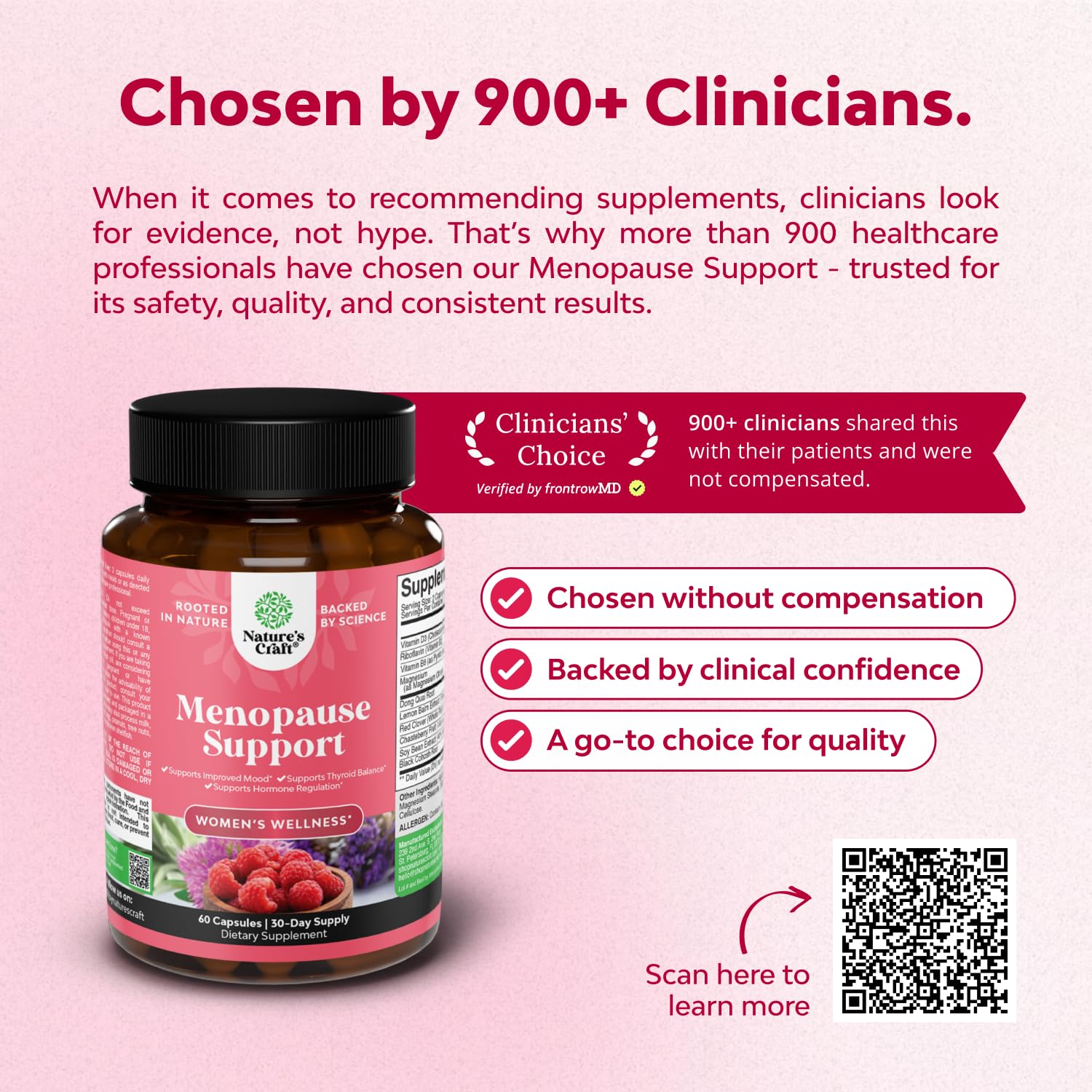 Nature's Craft Complete Herbal Menopause label detail highlighting key ingredients.