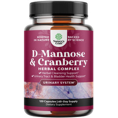 Natures Craft D Mannose with Cranberry capsules bottle supports urinary tract health.