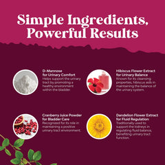 Natures Craft label graphic highlights cranberry and dandelion for kidney and immunity support.