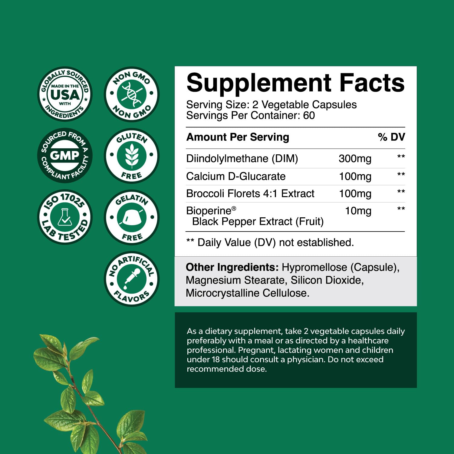 Natures Craft DIM capsules close-up highlighting convenient daily supplementation option.