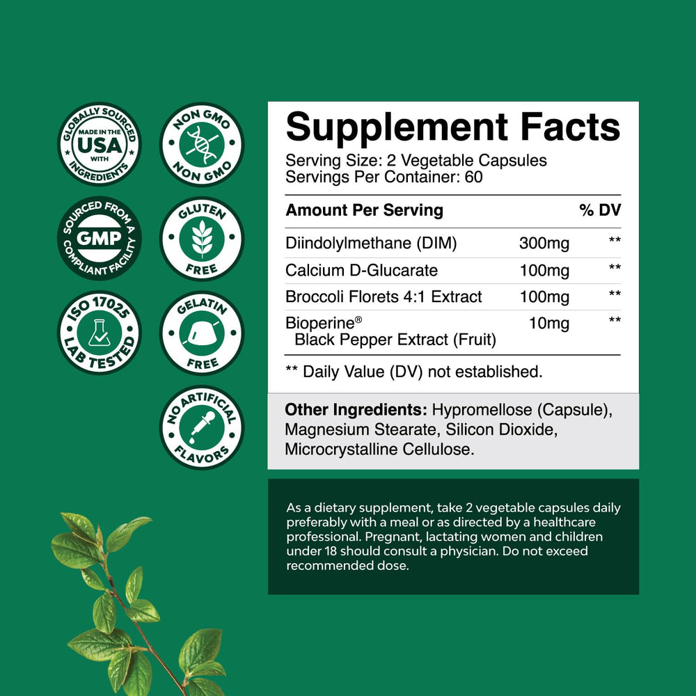 Natures Craft DIM capsules close-up highlighting convenient daily supplementation option.