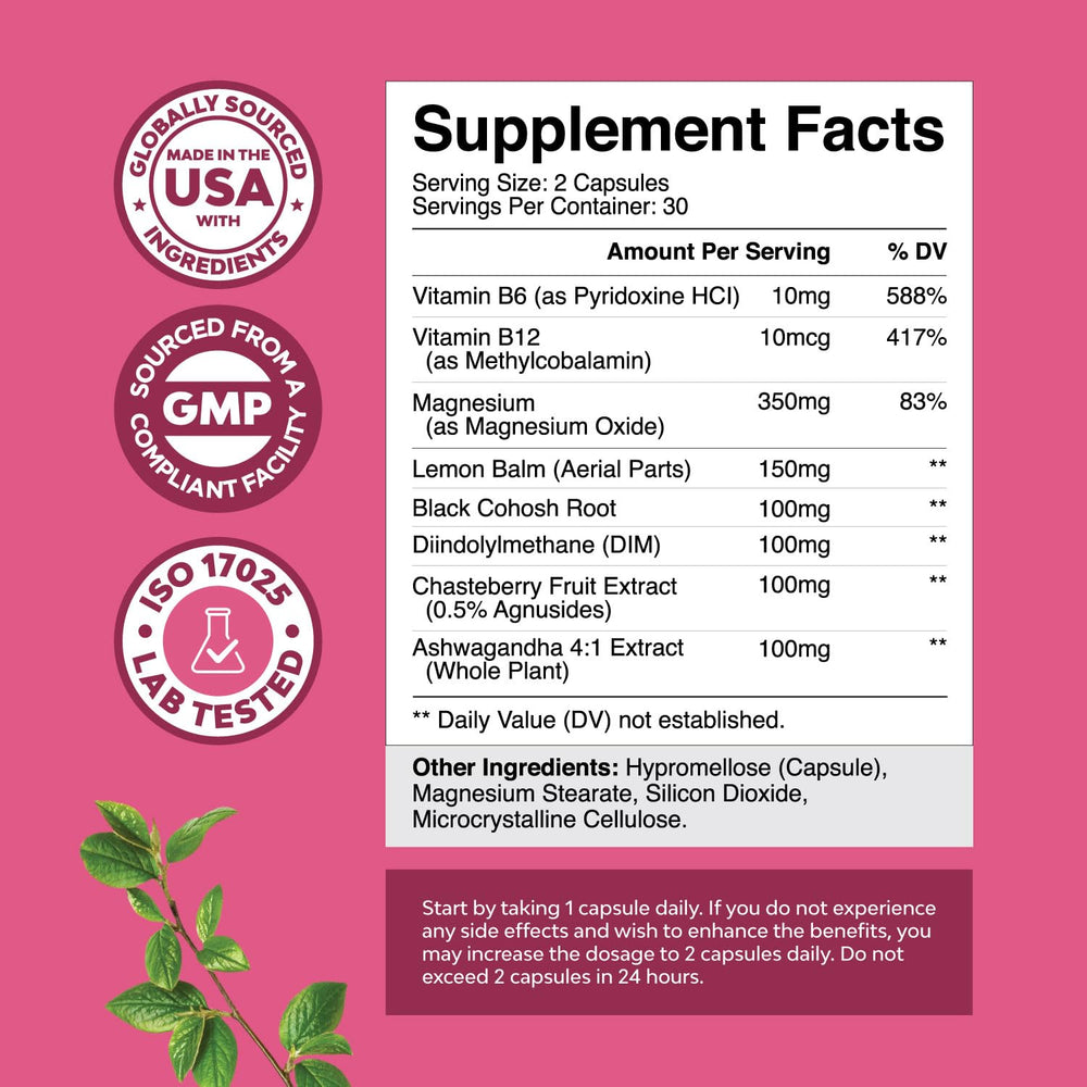 Natures Craft DIM based formula image emphasizing estrogen balance ingredients for menstrual wellness