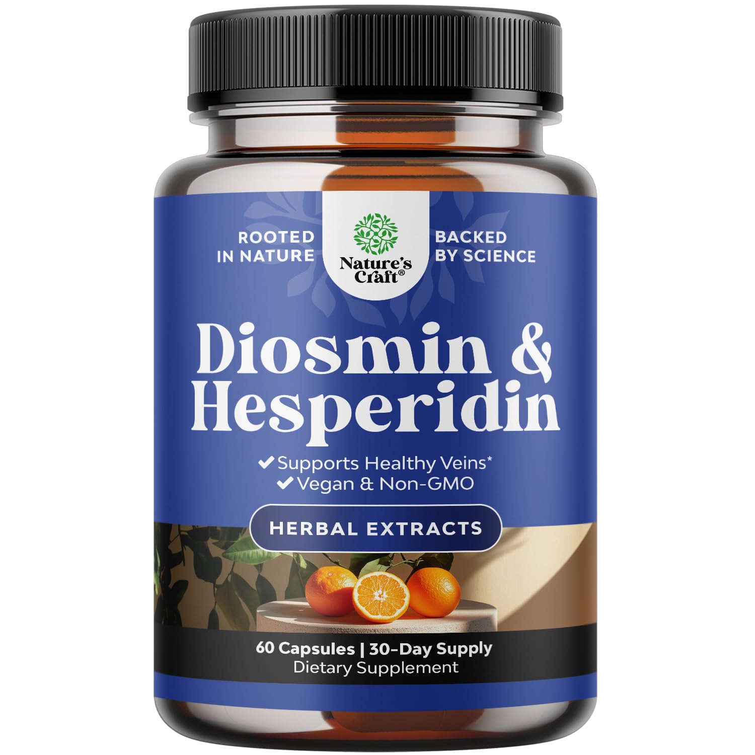 Natures Craft Diosmin Hesperidin 1000mg bottle for vascular support.