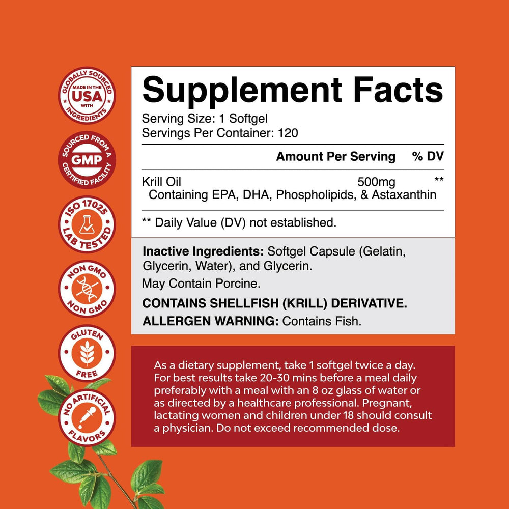 Natures Craft EPA DHA Krill Oil image emphasizes brain and heart support through omega-3s